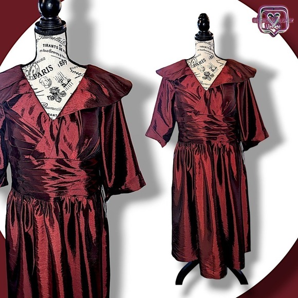 JJs House Burgundy Red Iridescent Half Sleeve Party Dress - Picture 1 of 10